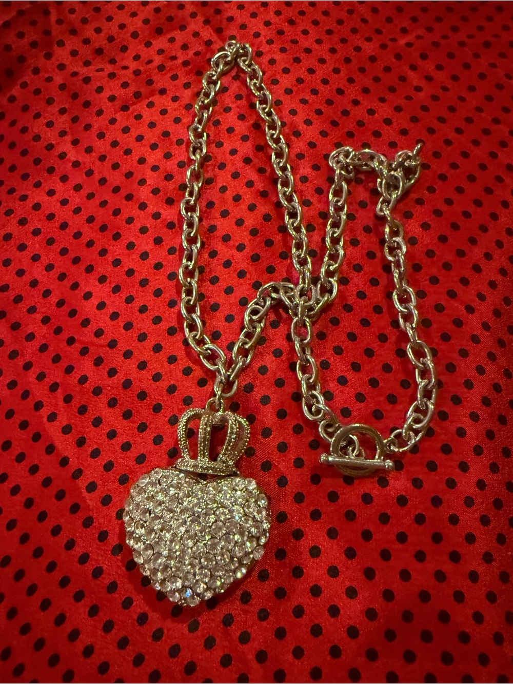 Juicy Couture Silver Tone Pavé Puffy Heart Crown Necklace Y2K Vintage - Picture 2 of 8